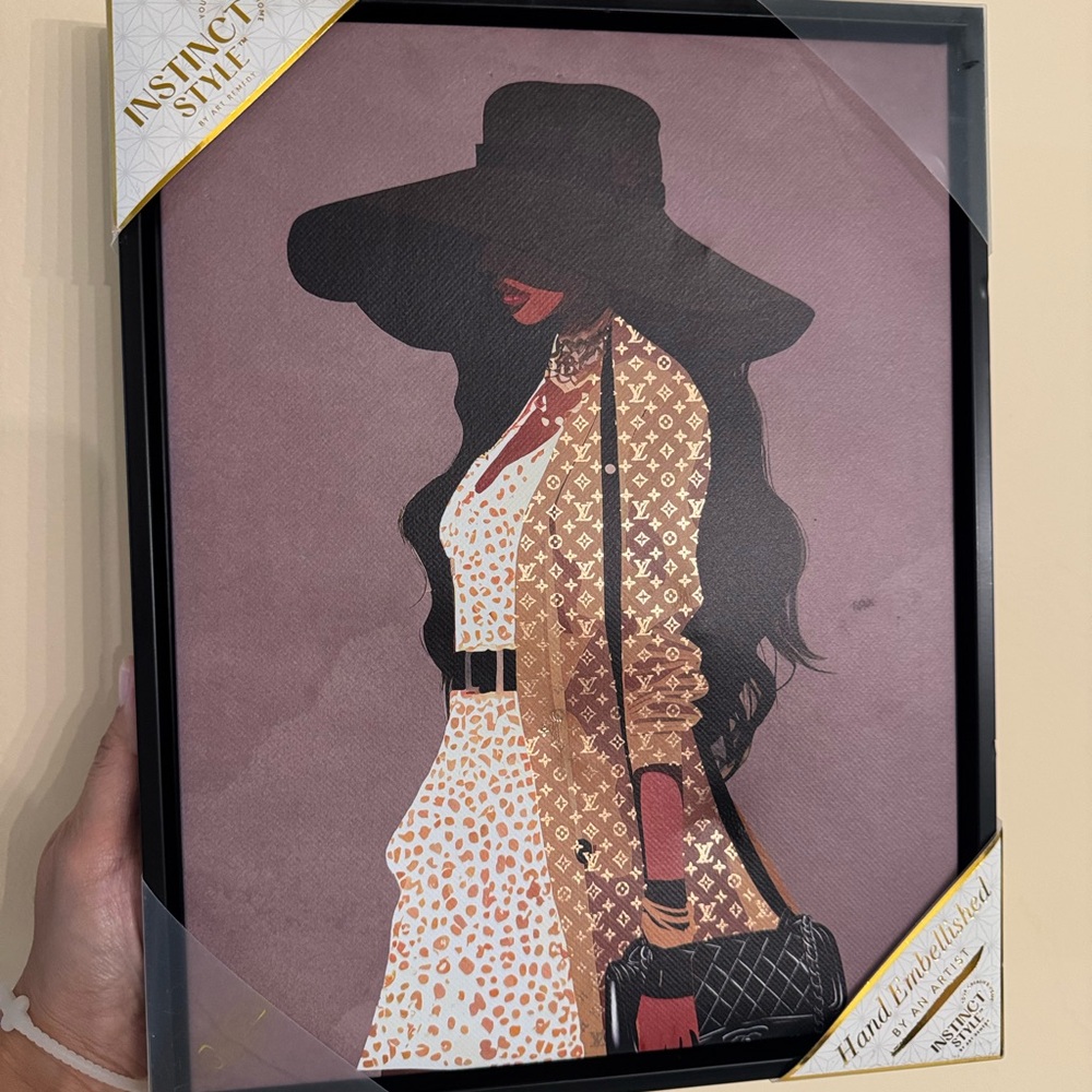 Woman Glam & Fashion Canvas Wall Art - Gold and Brown Home Decor - 24”x30”